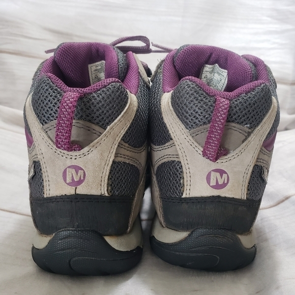 Merrell Castle Rock Gray Purple Hiking Boots Womens Size 8.5 Waterproof Lace Up - Picture 8 of 12